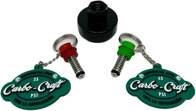 Kombucha.com Carbo-Caps: The Swingtop Slayer and Ultimate Carbonation System for Craft Beer & Kombucha Home Brewing. Viva La Revolución! (65 psi (High Carbonation), 2 Carbo-Caps + PRVs)