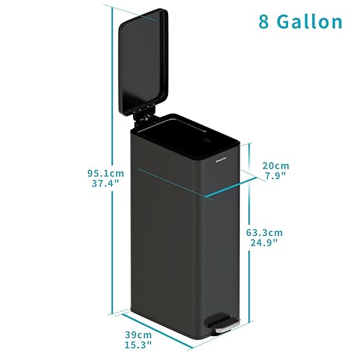 Soft-Close Trash Can with lid,8 Gallon/30L Anti-Fingerprint Stainless Steel - Image 7
