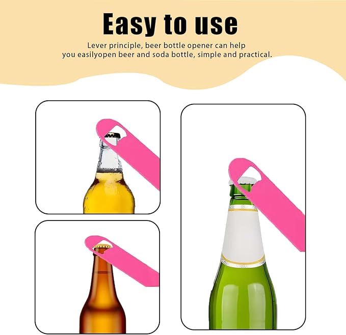 5 Pcs Pink Stainless Steel Heavy Duty Flat Bottle Openers, 7 Inch Solid Beer - Image 4
