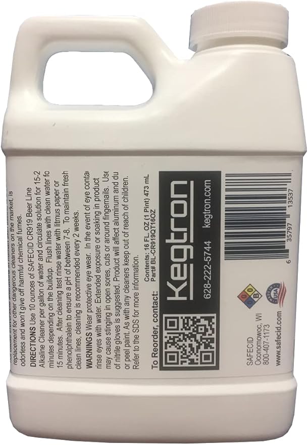 Alkaline Beer Line Cleaner 16 Fl Oz - Powerful & Safe - Biodegradable Draft System Cleanser