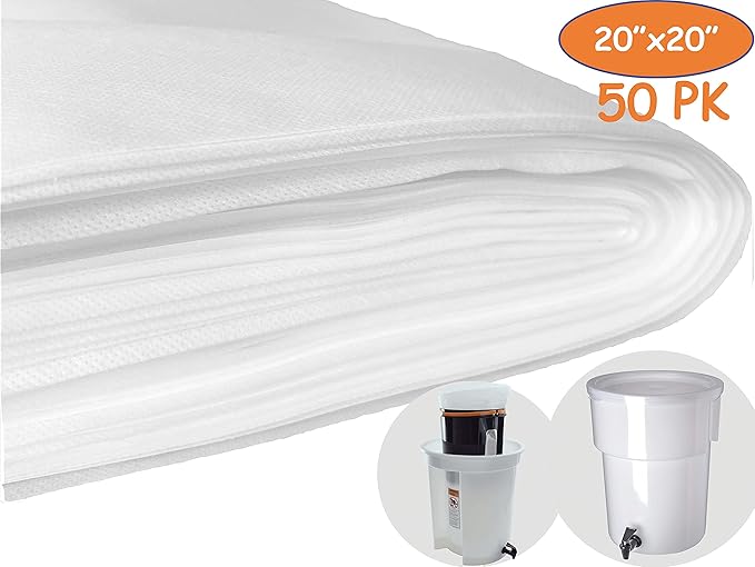 (50 Pack) Commercial Cold Brew Coffee Filters, 20" x 20" For Commercial Model Cold Brew Coffee Makers and 5-Gallon Commercial Systems