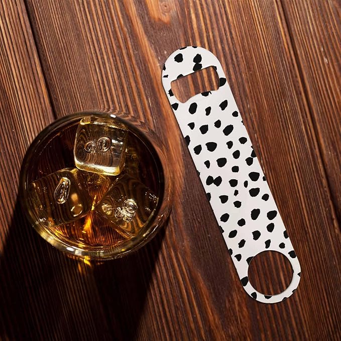 Small Dot Pattern Stainless Steel Bottle Opener Black Polka Circles - Image 7