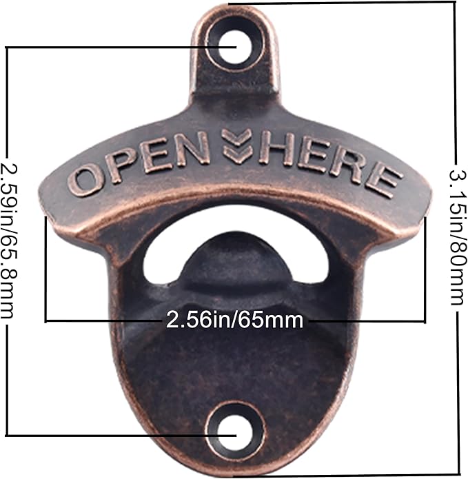 Vintage Copper Bottle Cap Opener Wall Mount, Retro Beer Bottle Opener - Image 6