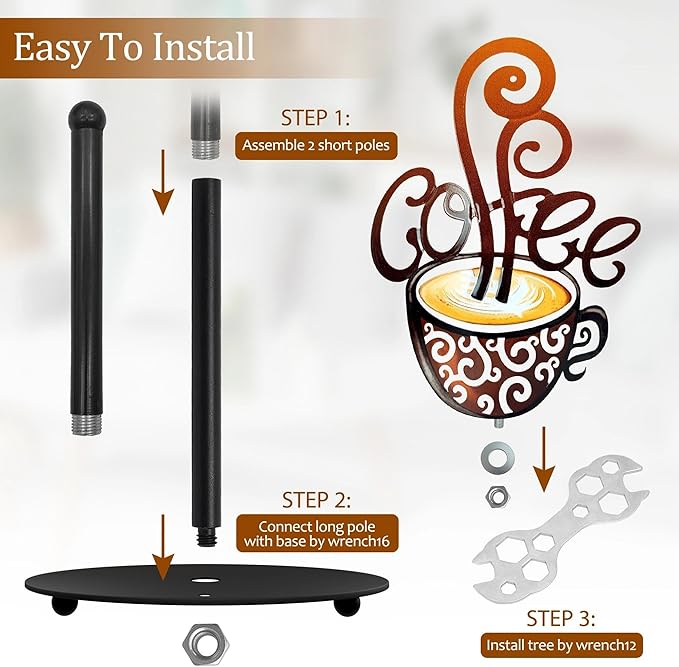 Hexagram Coffee Paper Towel Holder, Coffee Kitchen Bar Decor, Retro Decor - Image 7