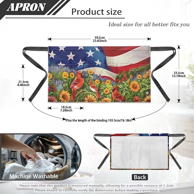 Server Apron with 3 Pockets, Waterproof Oil Waitress Waiter Half Apron - Image 7