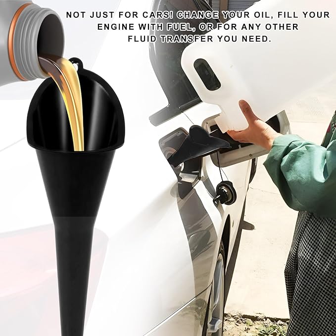 Oil Funnel, Plastic Long Neck Multi-Purpose Spill Saver Funnel, Engine Oil - Image 6