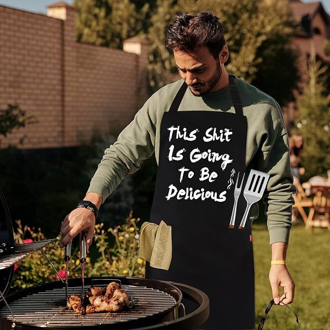 BBQ Funny Apron for Men, Chef Bib Apron - Image 7