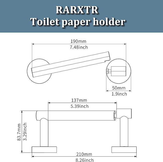 RARXTR Gold Toilet Paper Holder SUS304 Stainless Steel Double Post Pivoting - Image 6