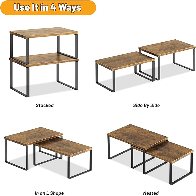 Kitchen Cabinet Organizer Shelf Set of 4, Sturdy Kitchen Counter Shelves - Image 7