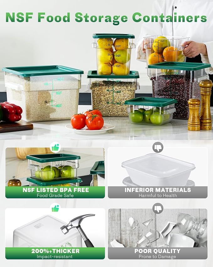 8QT Clear Food Storage Containers: 2 PCS NSF Food Storage Containers - Image 8