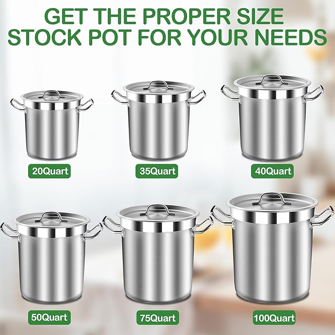 STOCKPOT 35 Quart Commercial Grade Large Stock Pot - Image 7