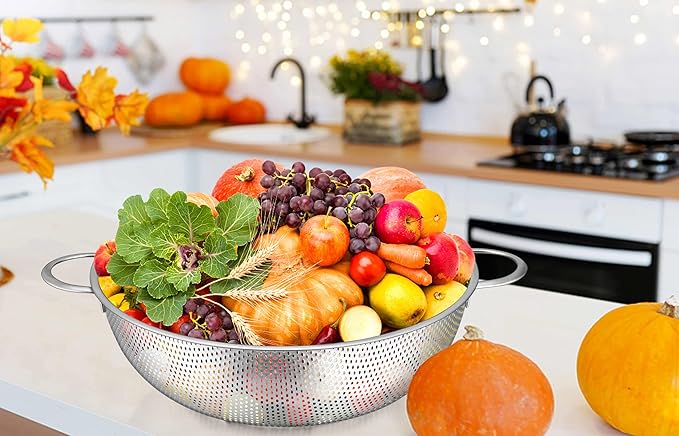 TeamFar Stainless Steel Colander, 5QT Micro-Perforated Metal Colander Food - Image 7