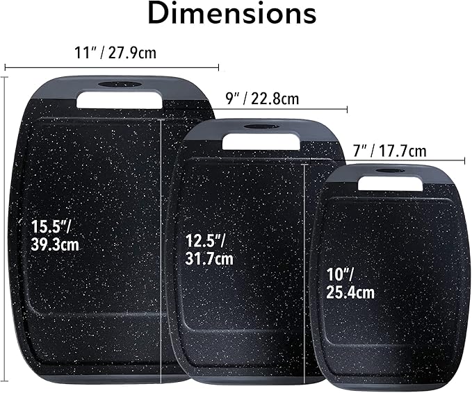 Neoflam Microban Antimicrobial Plastic Cutting Board 3 Sets, BPA Free, Non-Slip - Image 6