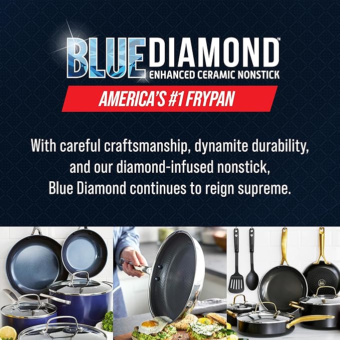 Blue Diamond Hybrid Nonstick Stainless Steel 8” & 10” Frying Pan Skillet Set - Image 9