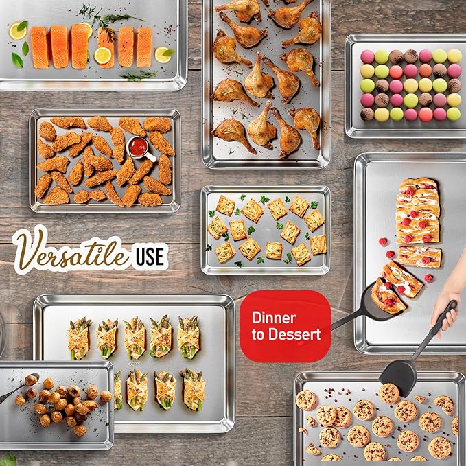 Eatex Aluminum Baking Sheet Set, 6 Pack Cookie Sheet Set, 18” x 13” Steel - Image 7