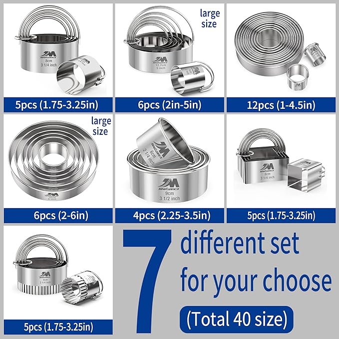Square Biscuit Cutter Set 1.75inch 2inch 2.25inch 2.75inch 3.25inch, Stainless - Image 5