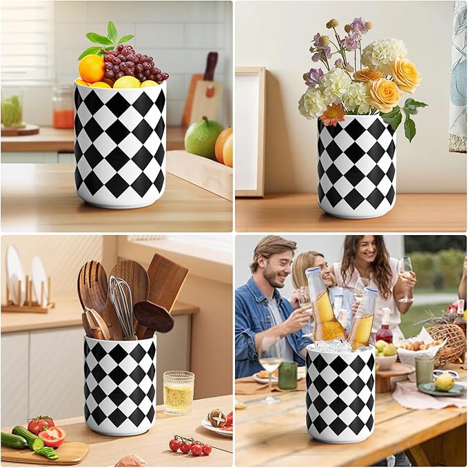 Kitchen Utensil Holder for Countertop, 6.4" Ceramic Utensil Holder Deep and - Image 6