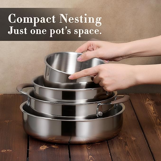 CAROTE 13pcs Tri-Ply Stainless Steel Cookware Set - Image 7