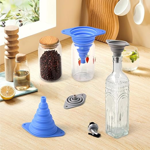 Kitchen Funnels Set 4 Pack,Small and Large,Silicone Collapsible Funnel,Small - Image 8