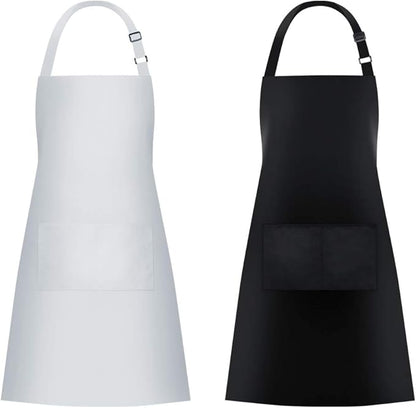 Jubatus 2 Pack Bib Aprons with 2 Pockets Cooking Chef Kitchen Apron by Jubatus