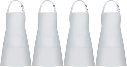 Jubatus 4 Pack Bib Aprons with 2 Pockets Cooking Chef Kitchen Apron by Jubatus