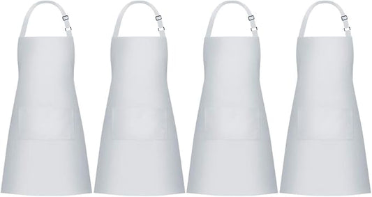 Jubatus 4 Pack Bib Aprons with 2 Pockets Cooking Chef Kitchen Apron by Jubatus