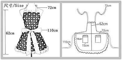 Hyzrz Cute Apron Retro Black Polka Dot Retro Ruffle Side Vintage Cooking Aprons - Image 6