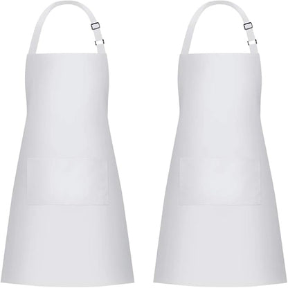 Jubatus 2 Pack Bib Aprons with 2 Pockets Cooking Chef Kitchen Apron by Jubatus