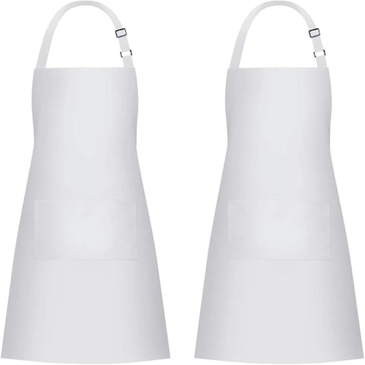 Jubatus 2 Pack Bib Aprons with 2 Pockets Cooking Chef Kitchen Apron by Jubatus