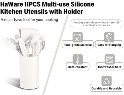HaWare 11 PCS Silicone Cooking Utensils Set, Heat Resistant Kitchen Utensils - Image 3