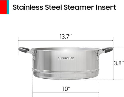 Sunhouse – 18/10 Stainless Steel Steamer Insert Pans Stainless Steel Stackable - Image 2