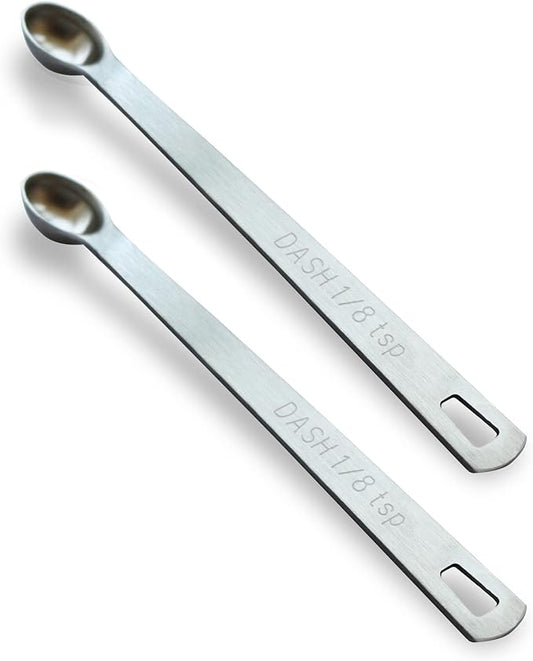 2PCS 1/8 Teaspoon Single Tiny Measuring Spoon, Small Individual Stainless Steel by BERYLER