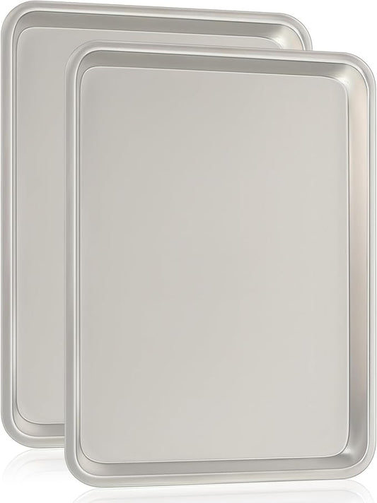 Commercial Quality Baking Sheet Pan Set, Natural Aluminum Cookie Sheet by UmiteChef