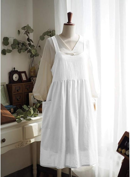 Uaussi Cotton Linen Apron Cross Back Work Apron - Image 6