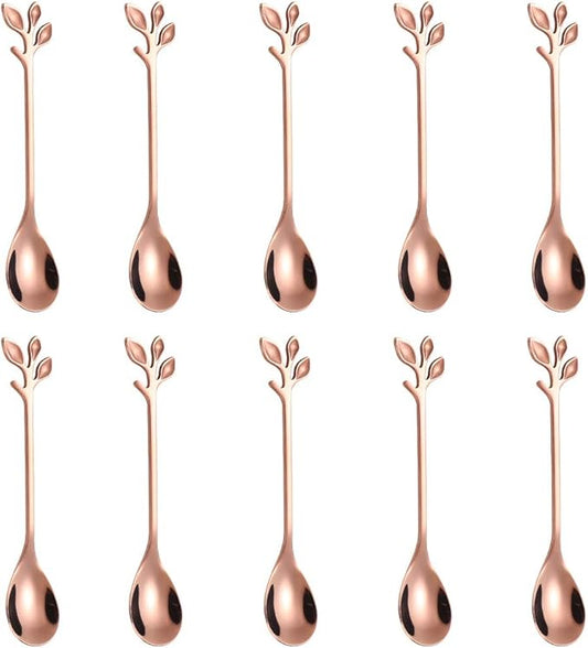 AnSaw Elegant Rose Gold Leaf Coffee Spoons by AnSaw