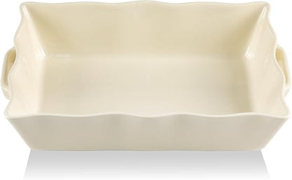 Sweejar Casserole Dishes for Oven, Ceramic 9x13 Baking Dish, Wave Edge Bakeware by Sweejarco1949