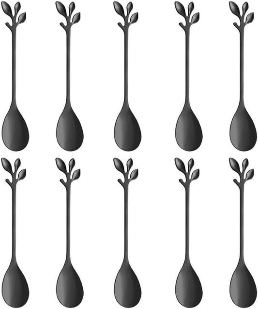 AnSaw Elegant Black Leaf Coffee Spoons by AnSaw