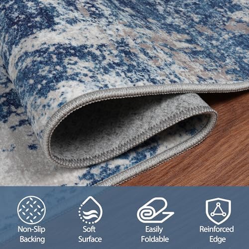 9x12 Area Rugs for Living Room Washable Bedroom Dining Room Blue Grey White - Image 3