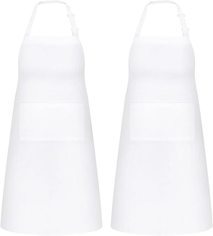NLUS 2 Pack White Aprons with 2 Pockets by NLUS