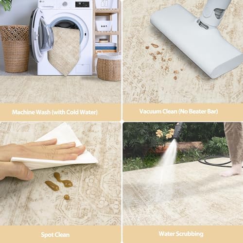 Aelenmu 9x12 Area Rugs for Living Room Washable Bedroom Dining Room Beige - Image 5