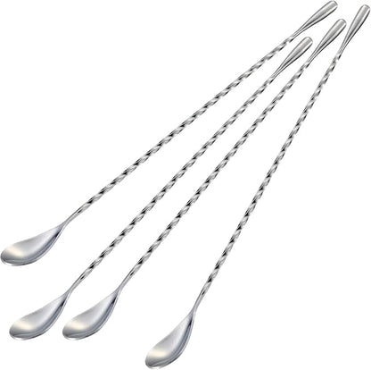 Briout 4 Pieces Bar Spoon, 12 Inches Long Handle Drink Stirrer by Briout