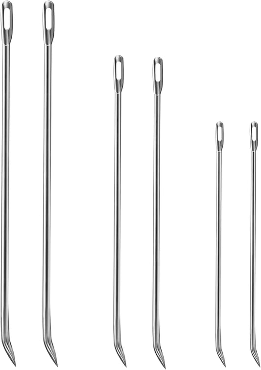 Ofargo Meat Trussing Needles, Roasting Trussing Needles for Lacing Roast Turkey, Chicken, Pork Skin, Whole Hog, Lamb, and Rotisserie Pig; Two of Each Size 4.9/5.7/7inch, 6pcs in All