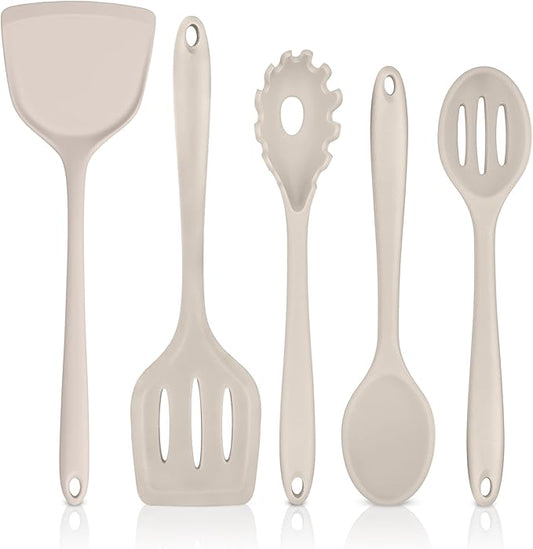 TeamFar Silicone Cooking Utensils Set, 5-Piece Heat Resistant Kitchen Utensils by TeamFar