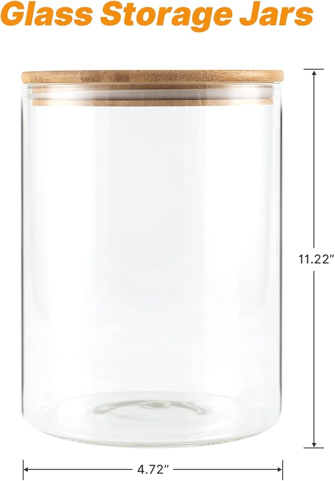 YUNCANG Glass Storage Jars, 2 PACK -108oz/3200ml Clear Glass Food Storage - Image 2