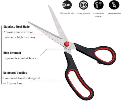 Scissors, 8.5 Inch Ultra Sharp Shears, Comfort-Grip Handles Household - Image 3