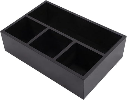 Tea Bag Organizer Wood Black, 4 Compartments Tea Bag Holder, Large Capacity by HymoConn