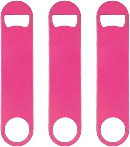 3 Pcs Pink Stainless Steel Heavy Duty Flat Bottle Openers, 7 Inch Solid Beer by Unknown
