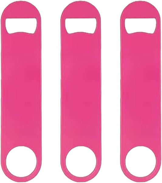 3 Pcs Pink Stainless Steel Heavy Duty Flat Bottle Openers, 7 Inch Solid Beer by Unknown