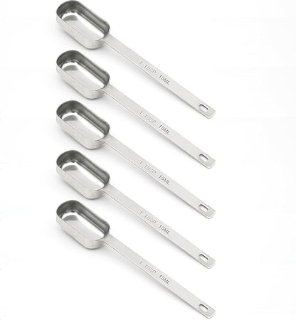 5PCS 1tbsp Single Measuring Spoon, Stainless Steel Long Handle Individual by BERYLER