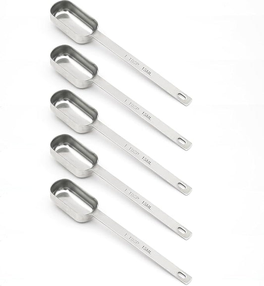 5PCS 1tbsp Single Measuring Spoon, Stainless Steel Long Handle Individual by BERYLER